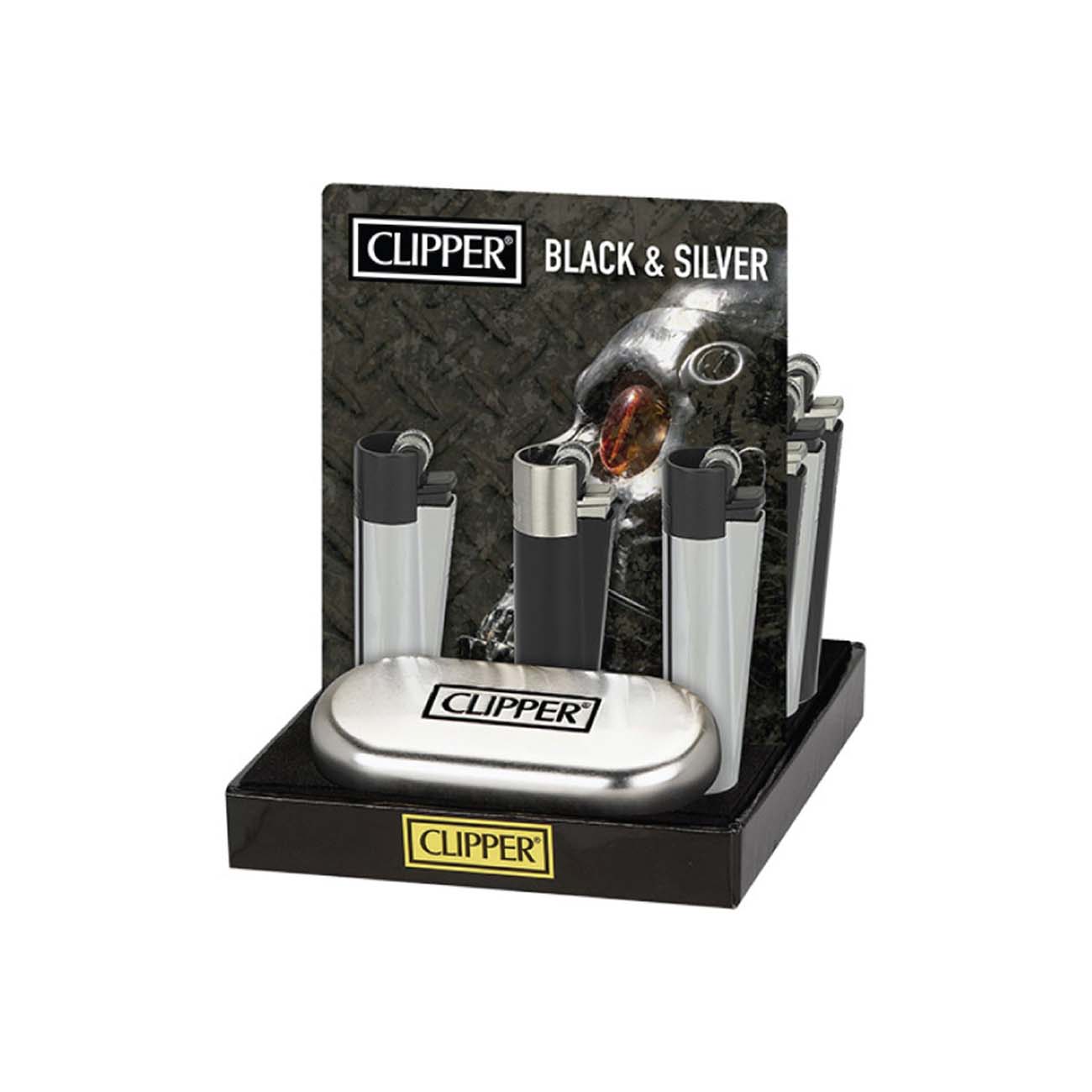 Зажигалка металлическая Clipper™ Black and Silver