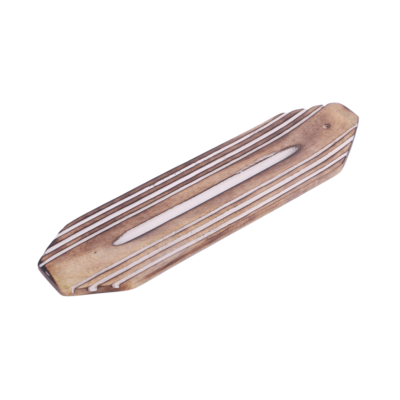 Подставка для благовоний Лодочка с полосками деревянная 26 см