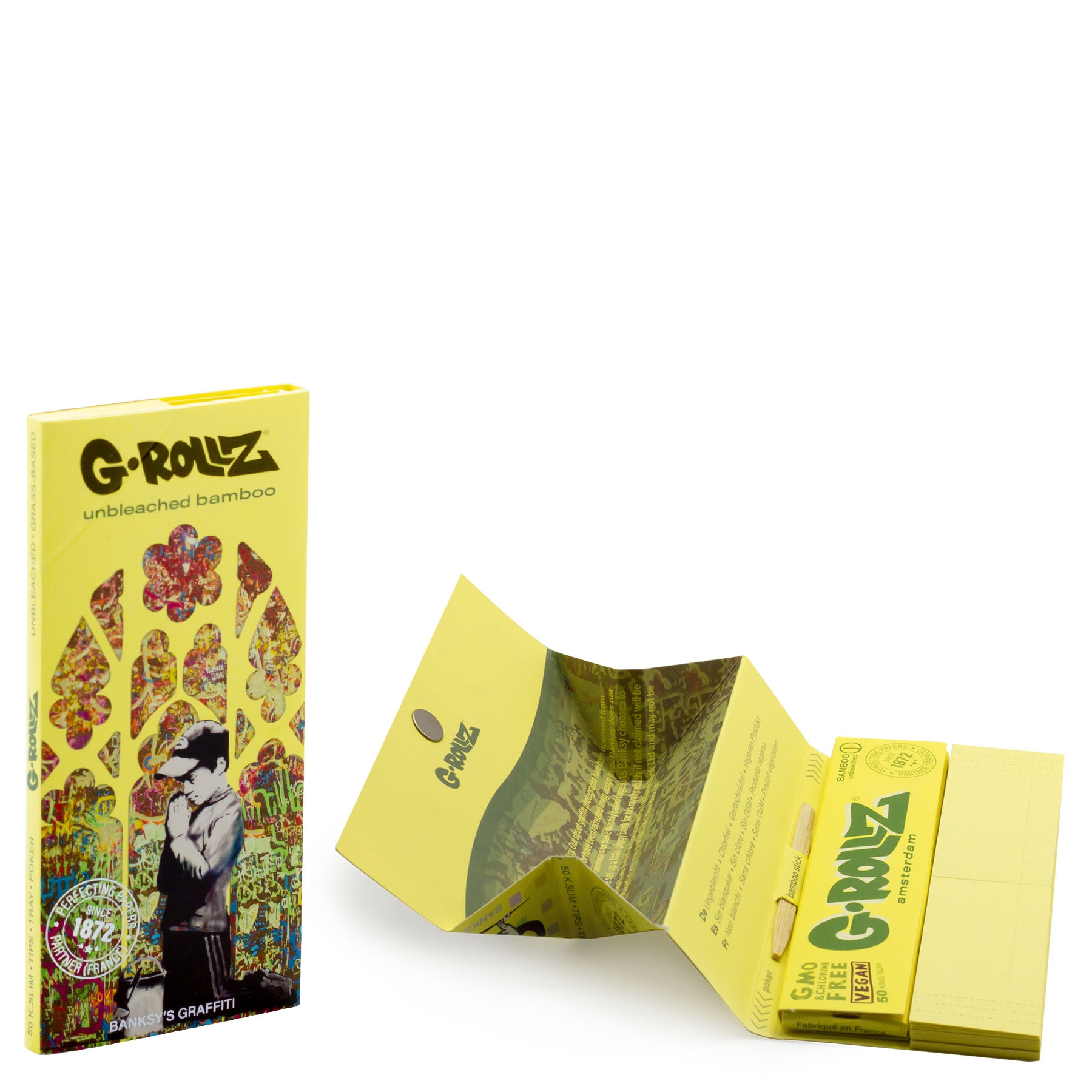 Бумажки G-Rollz Banksy's Graffiti Bamboo Unbleached Tips King Size