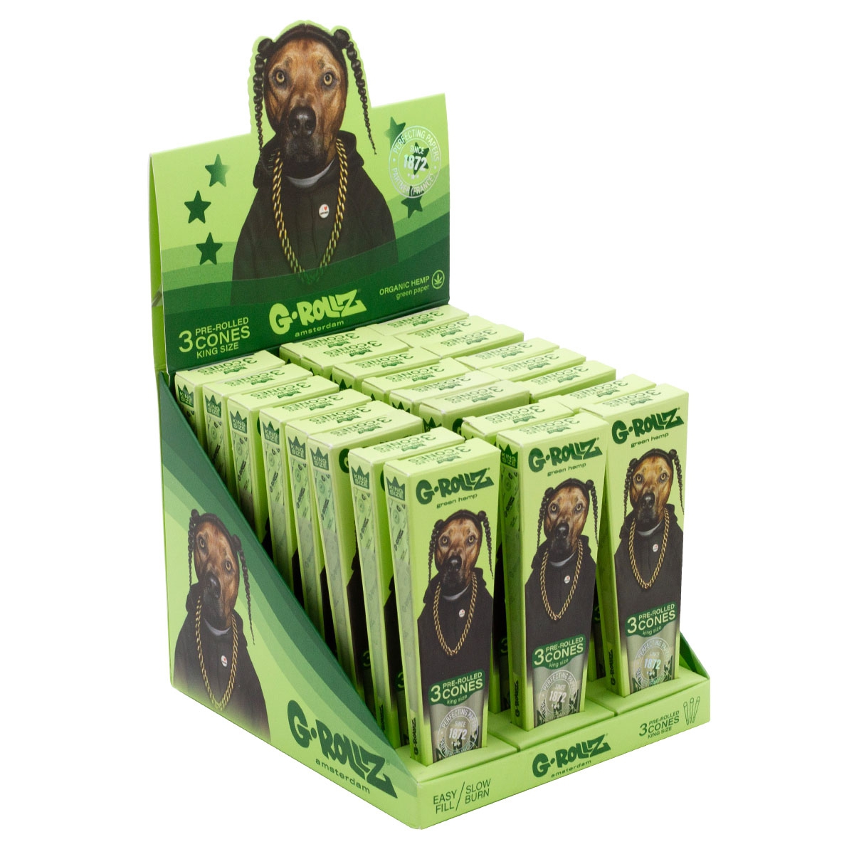 Конусы G-Rollz Pets Rock Rap Organic Green Hemp KS 3 шт