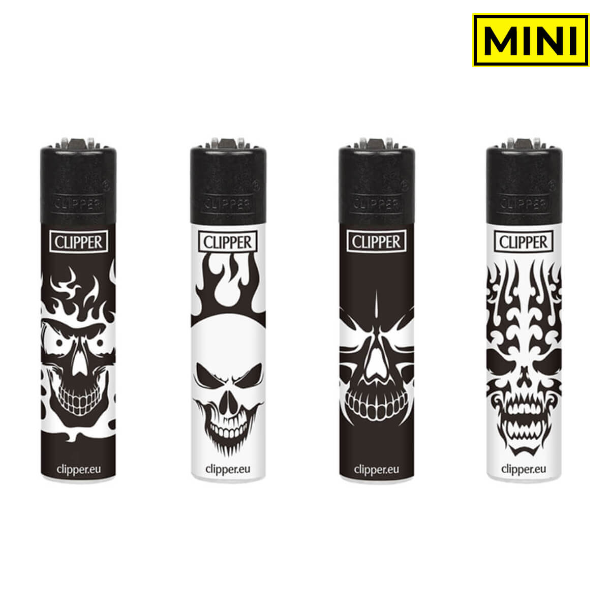 Зажигалка Clipper™ Mini Skull Black And White